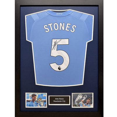 Manchester City FC Stone Signed Shirt (Framed) - Gift Arch