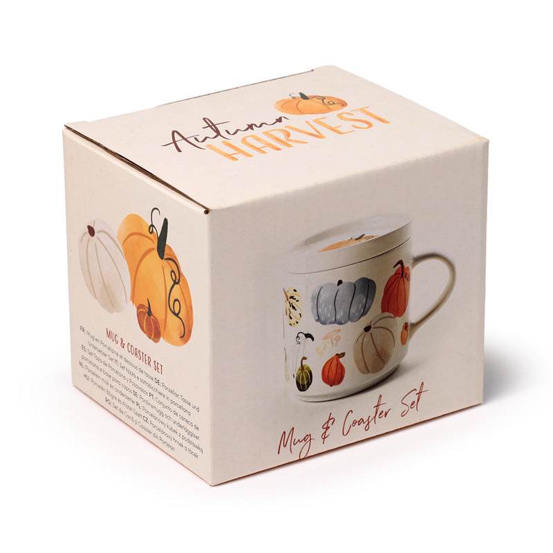 Autumn Harvest Porcelain Mug & Coaster Lid Set - Gift Arch