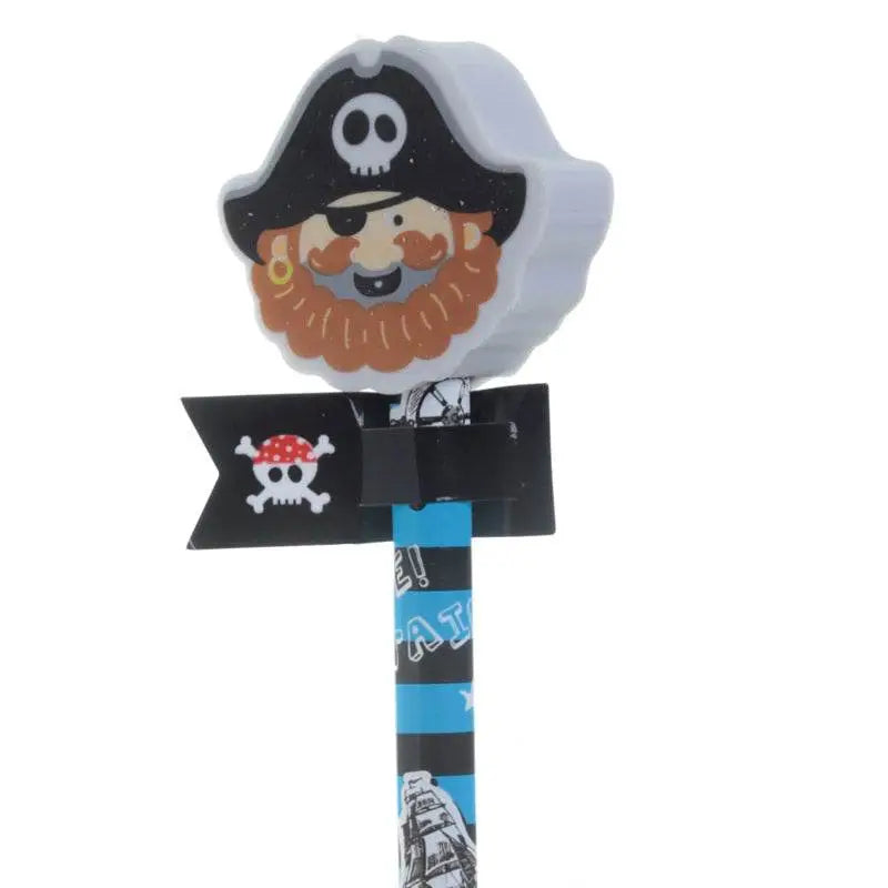 Aye Aye Captain Pirate Pencil & Eraser Topper - Pirate Gifts & Toys