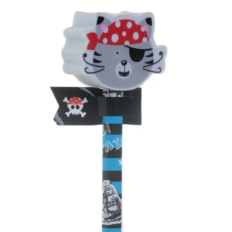 Aye Aye Captain Pirate Pencil & Eraser Topper - Pirate Gifts & Toys