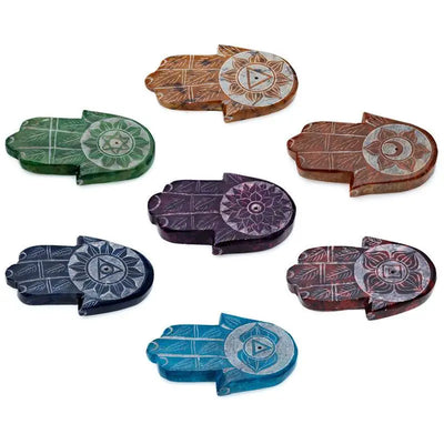 Carved Soapstone Chakra Hand Ashcatcher Incense Stick Burner - Incense Burners & Ash Catchers
