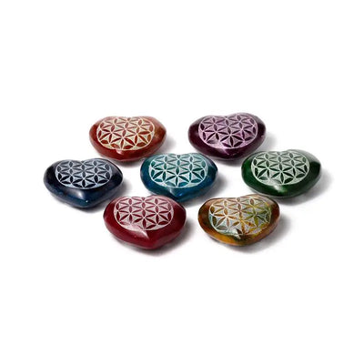 Carved Soapstone Chakra Heart Flower of Life Ashcatcher Incense Stick Burner - Incense Burners & Ash Catchers