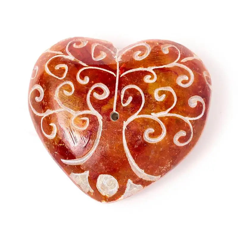 Carved Soapstone Chakra Heart Tree of Life Ashcatcher Incense Stick Burner - Incense Burners & Ash Catchers