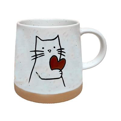 Cat with Heart Stoneware Mug - Gift Arch