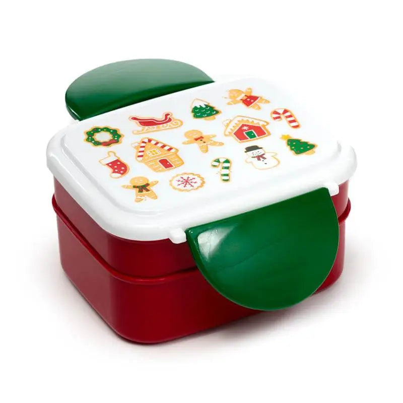 Christmas Baker Street Gingerbread Clip Lock Stacked Bento Lunch Box with Cutlery - Lunch Boxes & Snack Pots
