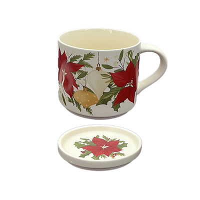 Christmas Botanicals Porcelain Mug & Coaster Lid Set - Gift Arch