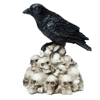 Crow Standing on Pile of Skulls Ornament - Gothic Fantasy Skulls & Skeletons