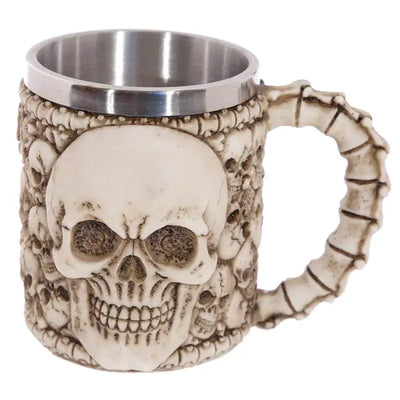 Decorative Multi Skull with Skull Emblem Tankard - Gothic Fantasy Skulls & Skeletons