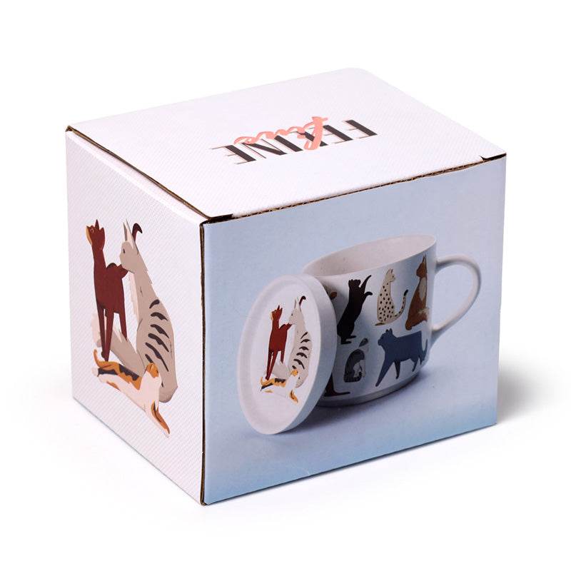 Feline Fine Cats (New) Porcelain Mug & Coaster Lid Set - Gift Arch