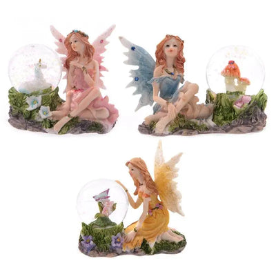 Flower Fairy Sitting Snow Globe - Fairy Gifts & Figurines