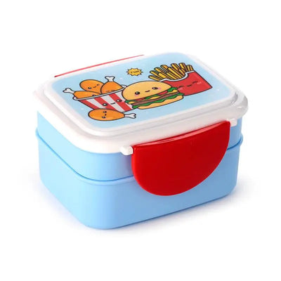 Foodiemals Clip Lock Stacked Bento Lunch Box with Cutlery - Lunch Boxes & Snack Pots