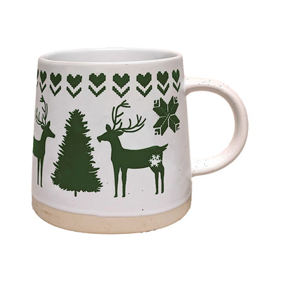 Green Reindeer Tapered Stoneware Mug - Gift Arch