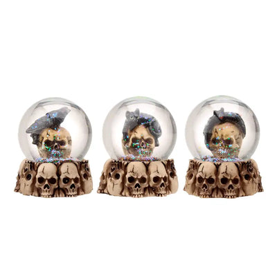 Gruesome Skull Snow Globe with Animals - Gothic Fantasy Skulls & Skeletons