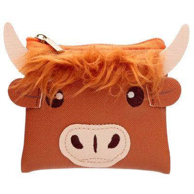 Highland Coo Cow Fluffy Fringe PVC Purse - Gardens Countryside & Farm Parks
