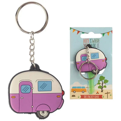 Home is Where You Park It Caravan PVC Key Cover Keyring - Keyrings & Key Chains