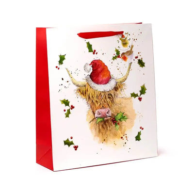Jan Pashley Christmas Highland Coo Gift Bag Extra Large - Jan Pashley Designs