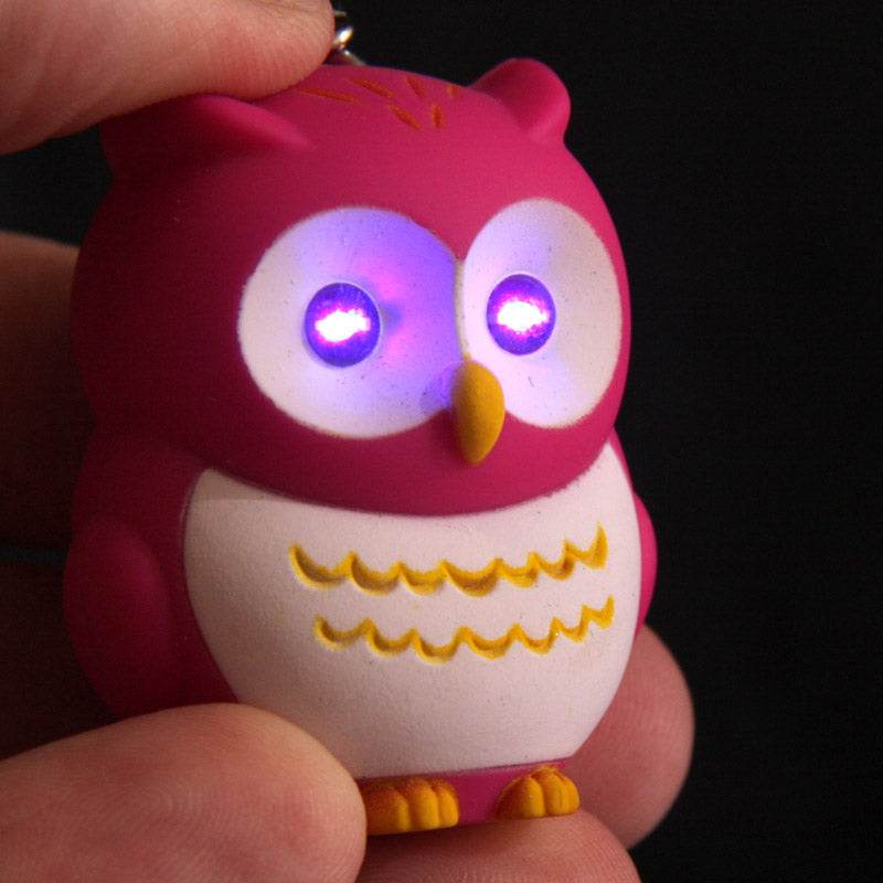 Pink & Blue Hooting Owl LED Keyring with Sound - Gift Arch