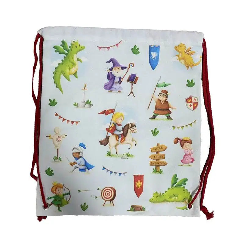 Knights & Dragons Canvas Drawstring Bag - Knight & Princess Gifts
