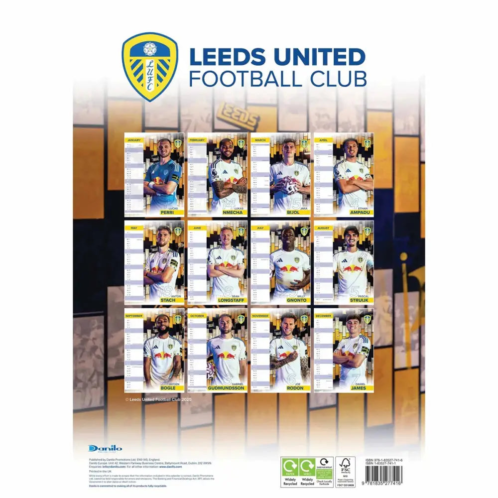 Leeds United FC A3 Calendar 2026