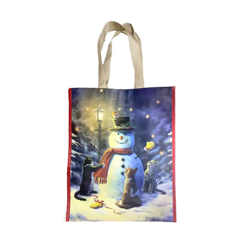 Lisa Parker Christmas Cats & Snowman Reusable Shopping Bag - Reusable Shopping & Storage Bags