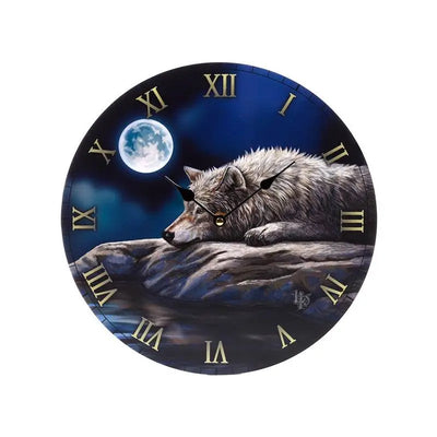 Lisa Parker Quiet Reflection Wolf Picture Clock - Clocks