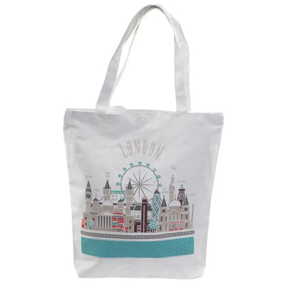 London Skyline Reusable Zip Up Cotton Bag - Reusable Shopping & Storage Bags