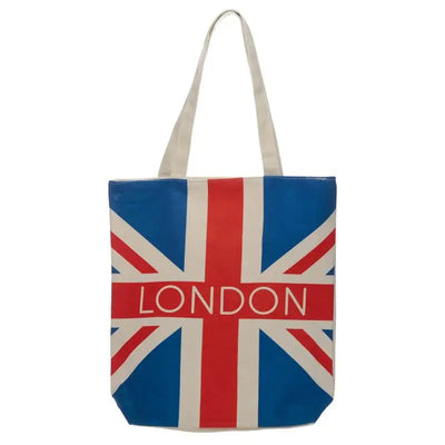 London Union Jack Flag Reusable Zip Up Cotton Bag - Reusable Shopping & Storage Bags