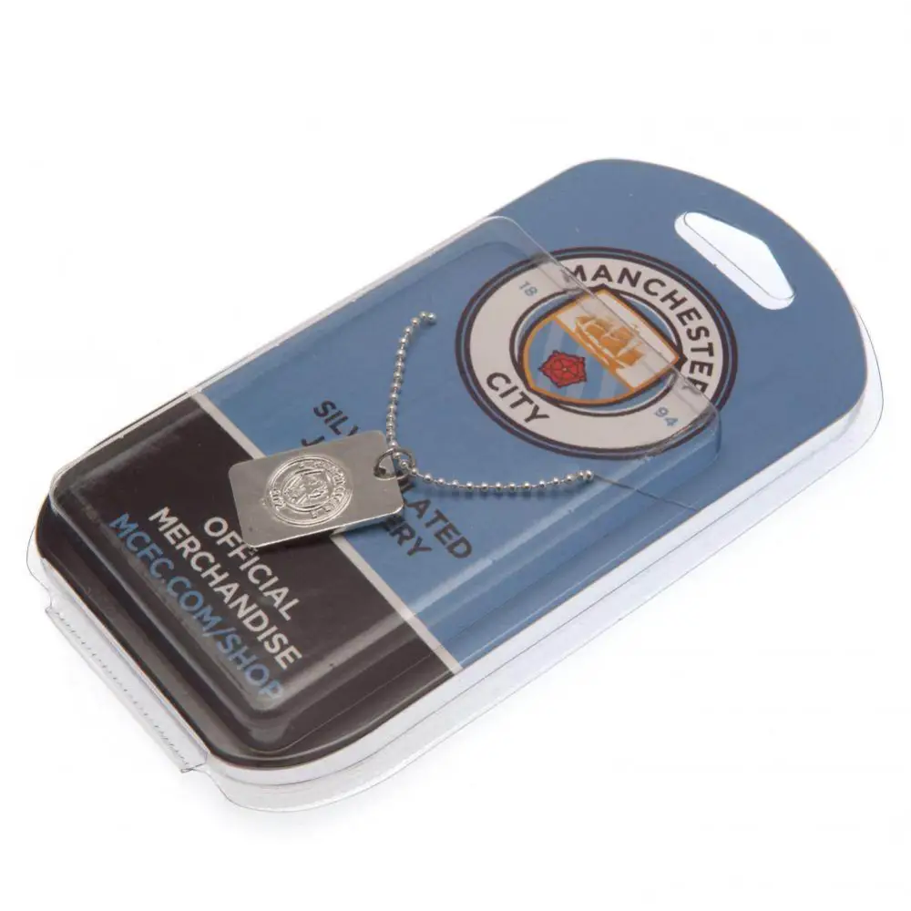 Manchester City FC Silver Plated Dog Tag & Chain