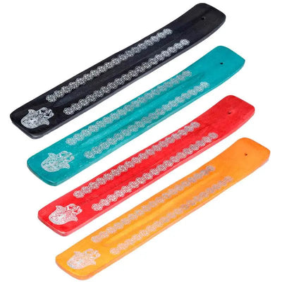 Mango Wood Hamsa Palm Inlay Ashcatcher Incense Sticks Burner - Incense Burners & Ash Catchers