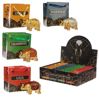 Metallic Glitter Lucky Elephant in a Mini Gift Bag - Buddha & Ganesh