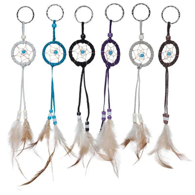 Mini Feather Dreamcatcher Key Ring with Beads - Dreamcatchers