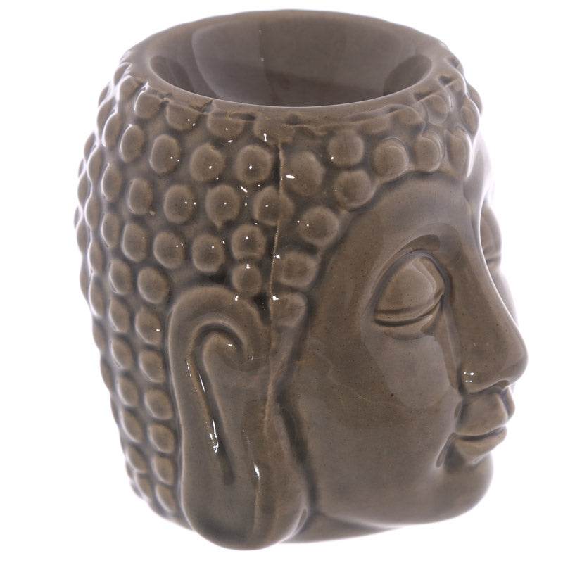 Small Crackle Glaze Ceramic Buddha Head Oil Burner - Gift Arch