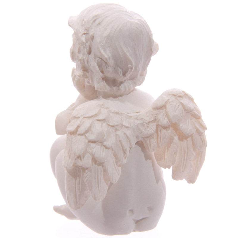 White Cherub Sitting with Red Heart Gem - Gift Arch