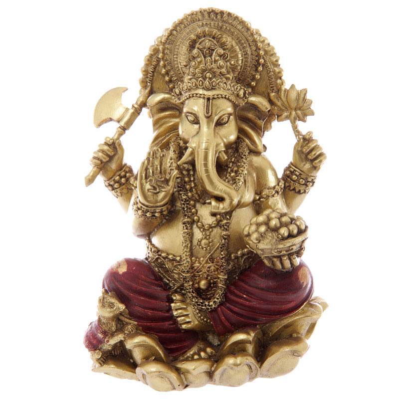 Gold & Red Ganesh Statue 16cm - Gift Arch