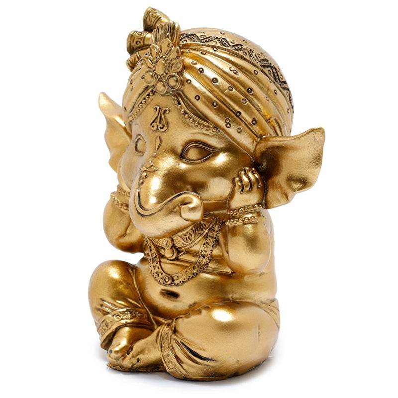 Set of 3 Gold Ganesh Hear No Speak No See No Evil - Gift Arch