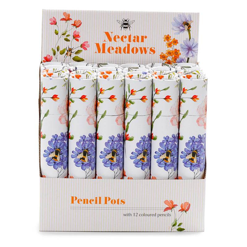 Nectar Meadows Large Pencil Pot with 12 Colouring Pencils - Gift Arch