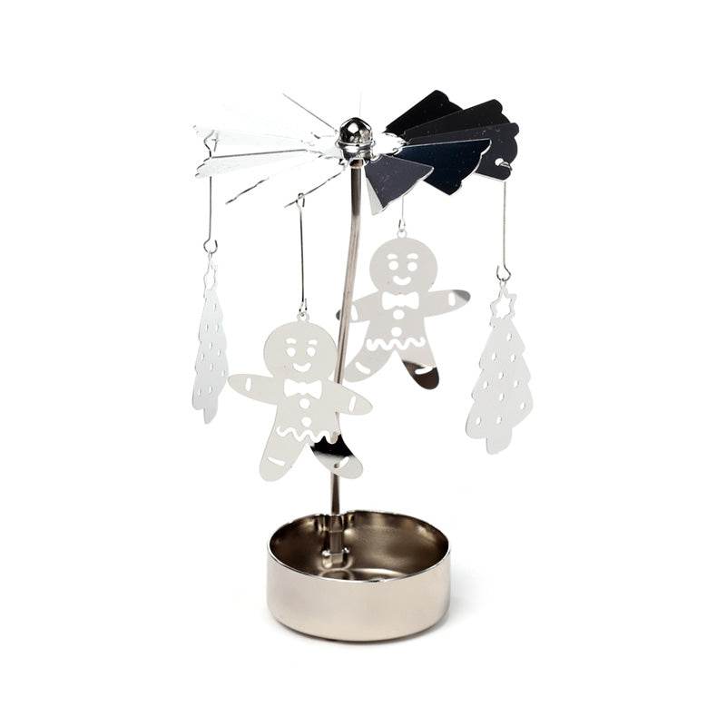 Christmas Baker Street Gingerbread Men Rotating Carousel Spinning Tea Light Candle Holder - Gift Arch