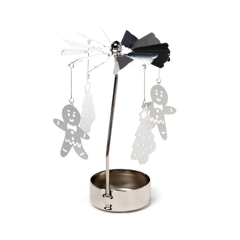 Christmas Baker Street Gingerbread Men Rotating Carousel Spinning Tea Light Candle Holder - Gift Arch