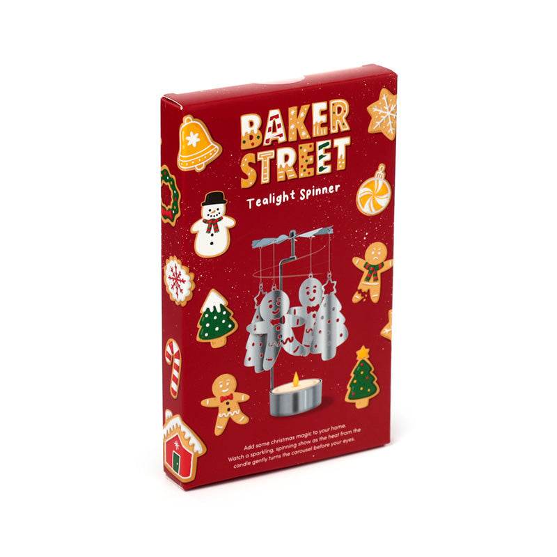 Christmas Baker Street Gingerbread Men Rotating Carousel Spinning Tea Light Candle Holder - Gift Arch