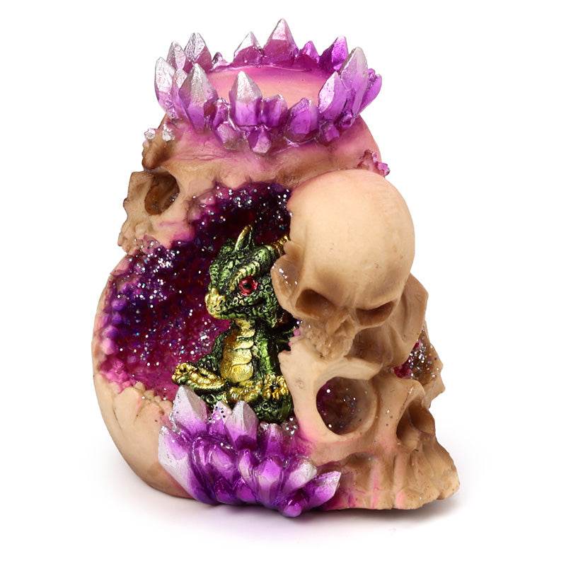 Elements Baby Dragon Crystal Skull Cave Tea Light Holder - Gift Arch