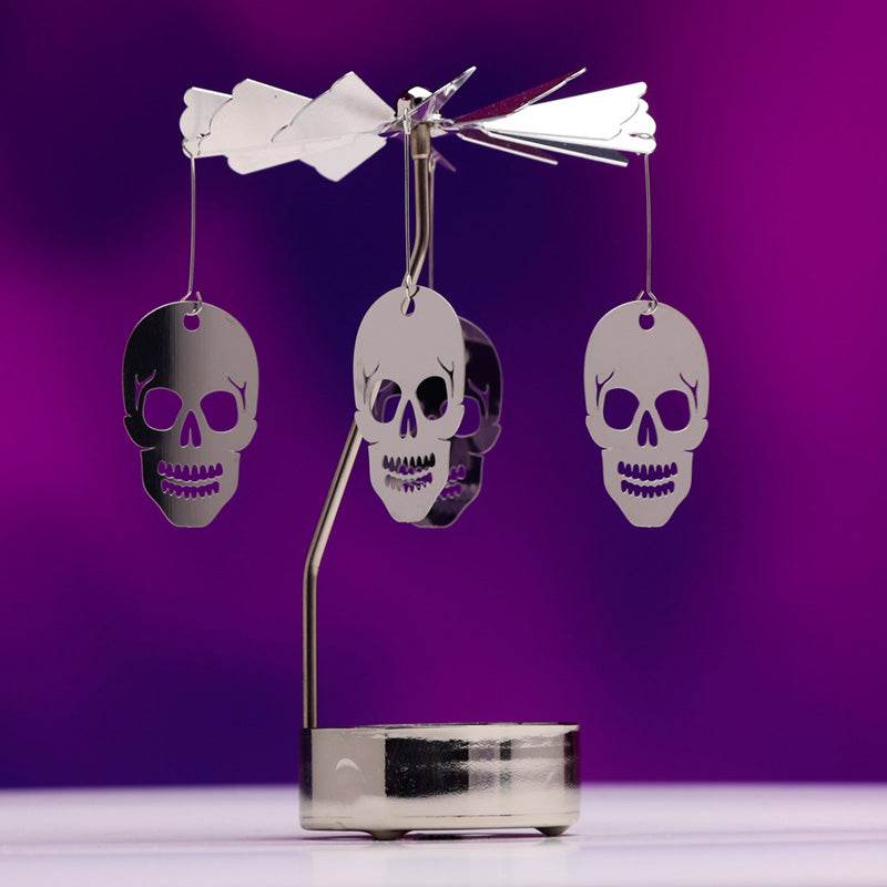 Skull Rotating Carousel Spinning Tea Light Candle Holder - Gift Arch