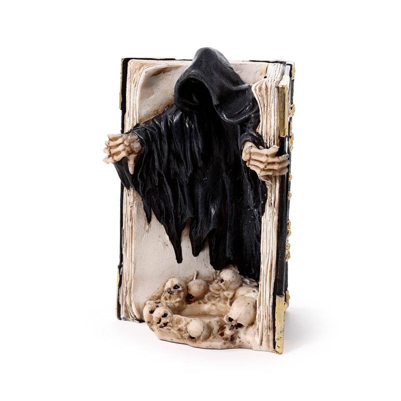 The Reaper of Death Book of Skulls Tea Light Candle Holder - Gift Arch