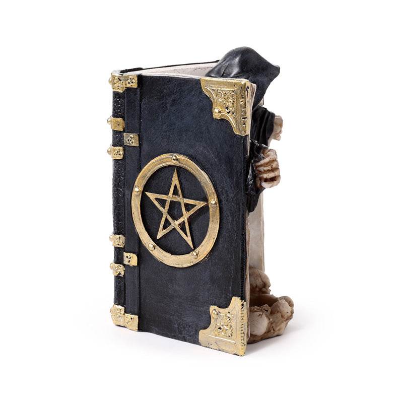The Reaper of Death Book of Skulls Tea Light Candle Holder - Gift Arch