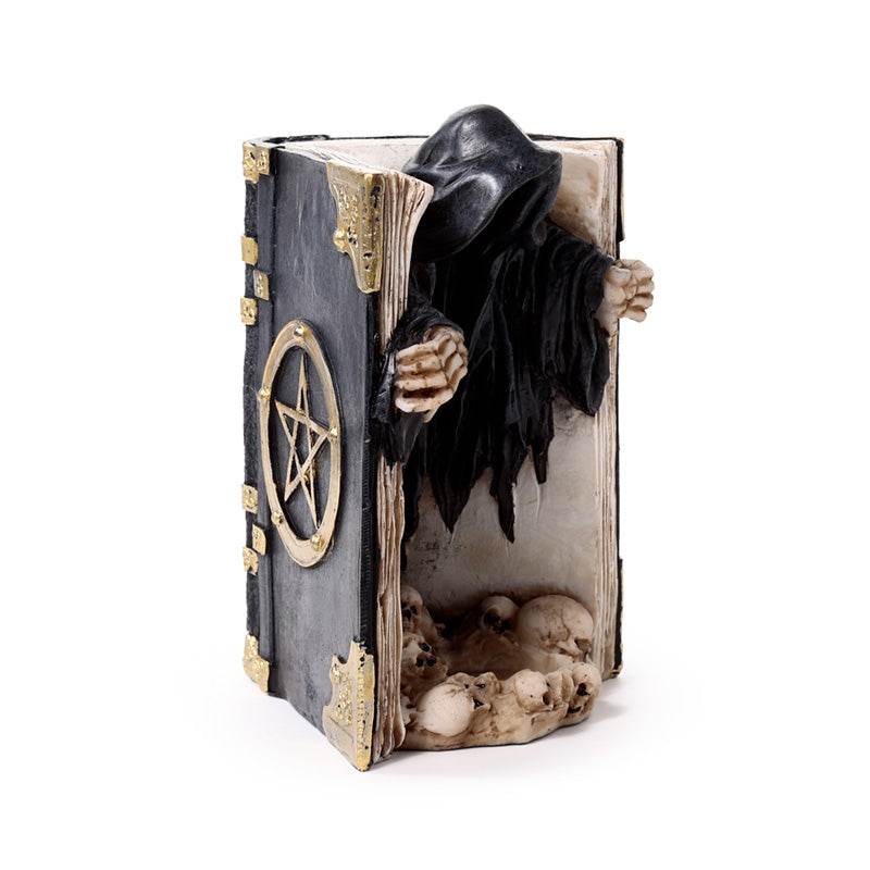 The Reaper of Death Book of Skulls Tea Light Candle Holder - Gift Arch