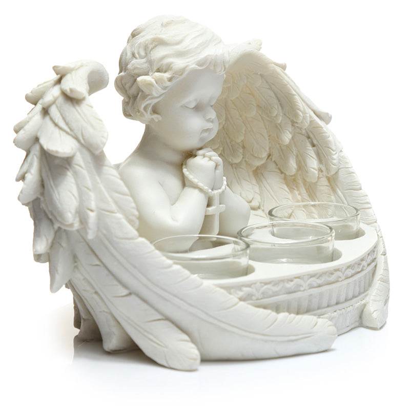 White Cherub 3 Tea Light Candle Holder - Gift Arch