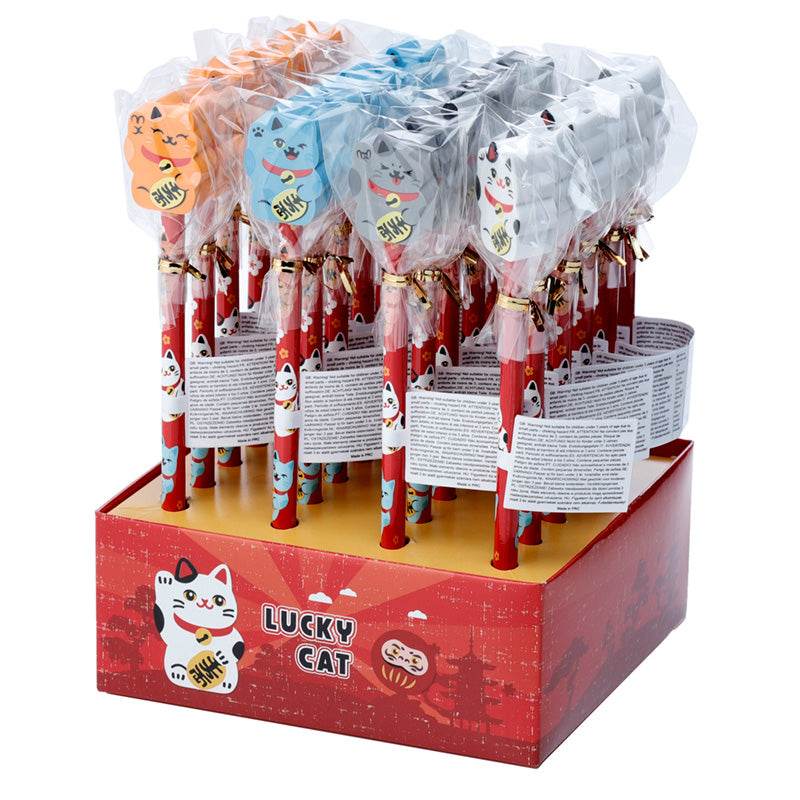 Maneki Neko Lucky Cat Pencil & Eraser Topper - Gift Arch