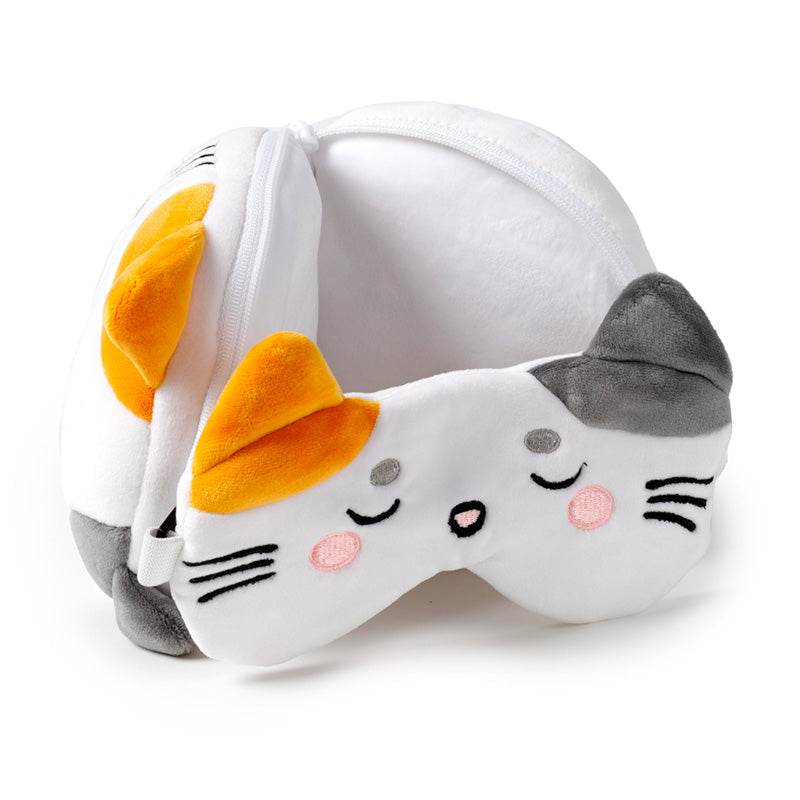 Relaxeazzz Adoramals Pets Lola the Cat Plush Travel Pillow & Eye Mask - Gift Arch