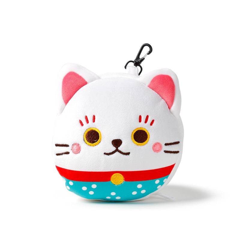 Relaxeazzz Maneki Neko Lucky Cat Plush Travel Pillow & Eye Mask - Gift Arch