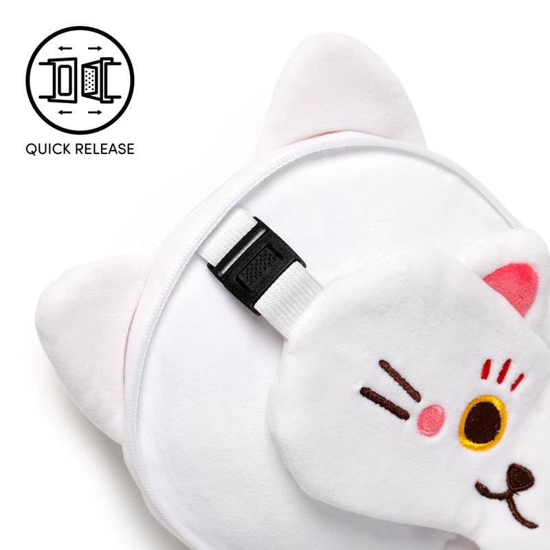 Relaxeazzz Maneki Neko Lucky Cat Plush Travel Pillow & Eye Mask - Gift Arch