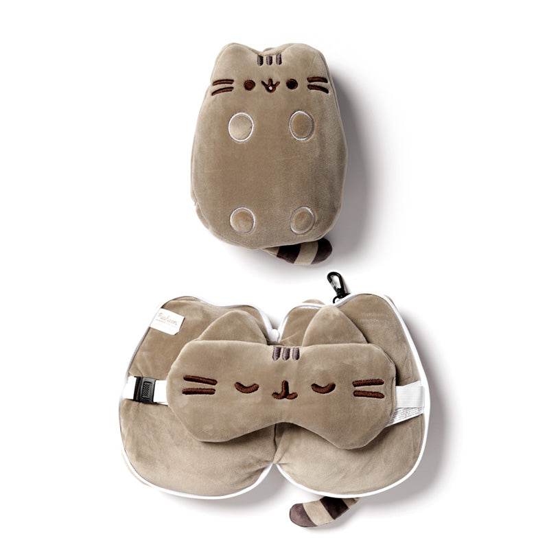 Relaxeazzz Pusheen Cat Shaped Travel Pillow & Eye Mask - Gift Arch